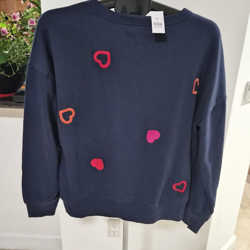 Heart Patterned Navy Sweater NWT - image 5